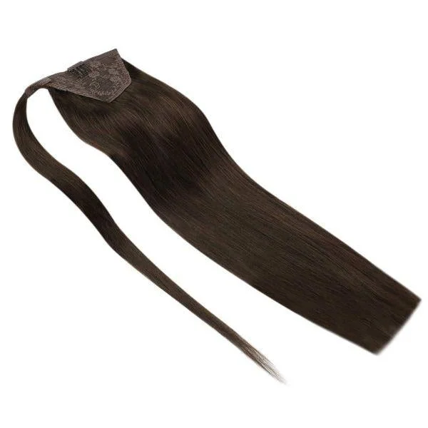 [Ponytail] Clip in Ponytail Human Hair Extensions Dark Brown #4