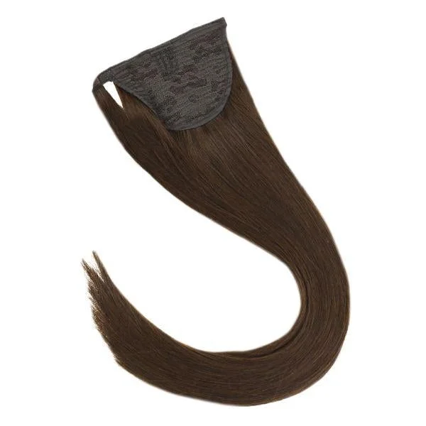 [Ponytail] Clip in Ponytail Human Hair Extensions Dark Brown #4