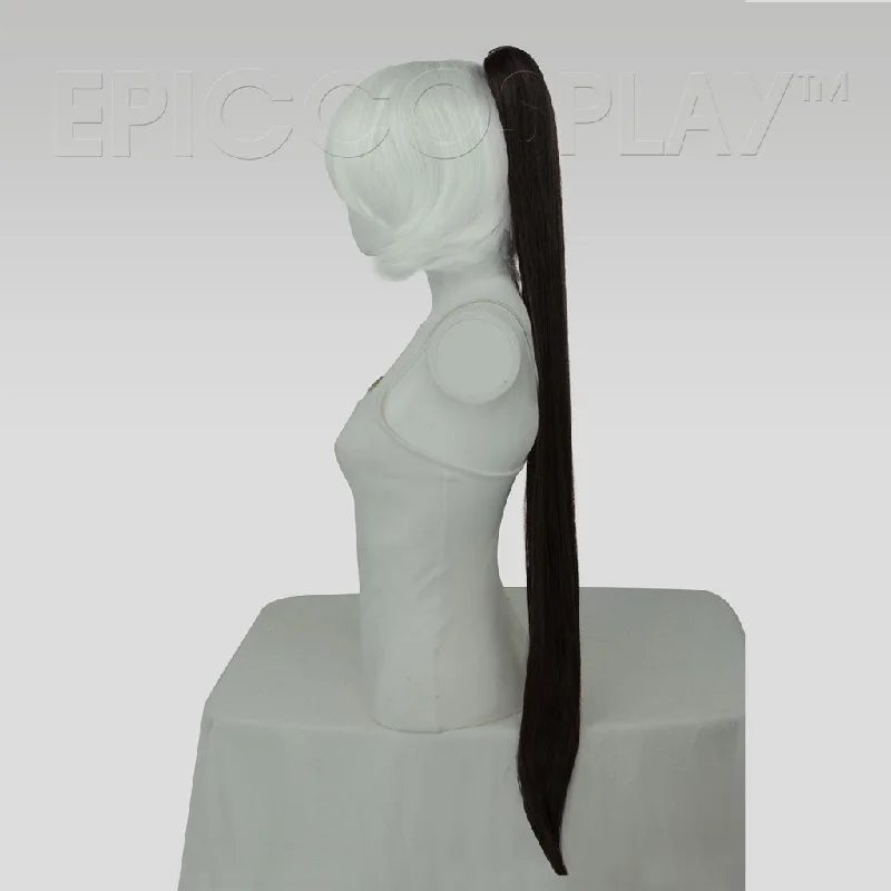 35"" Black Straight Ponytail Clipon