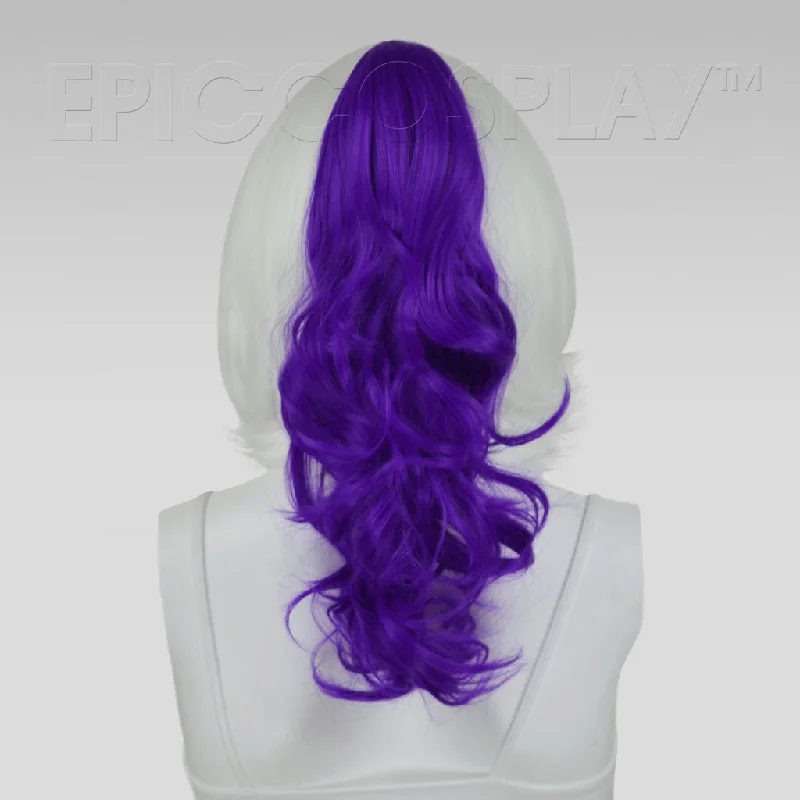 20"" Lux Purple Wavy Curly Ponytail Clipon