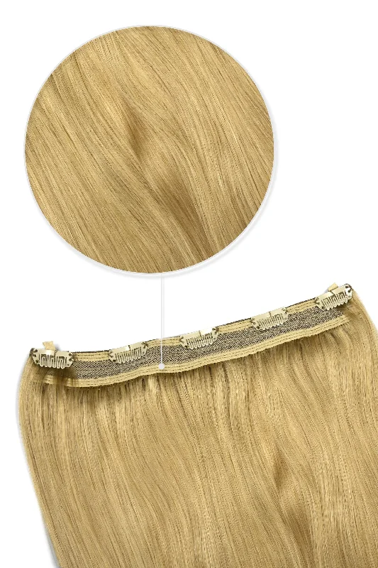 Quad Wefted Remy Clip in One Piece Human Hair Extensions -Light Golden Blonde (#16)