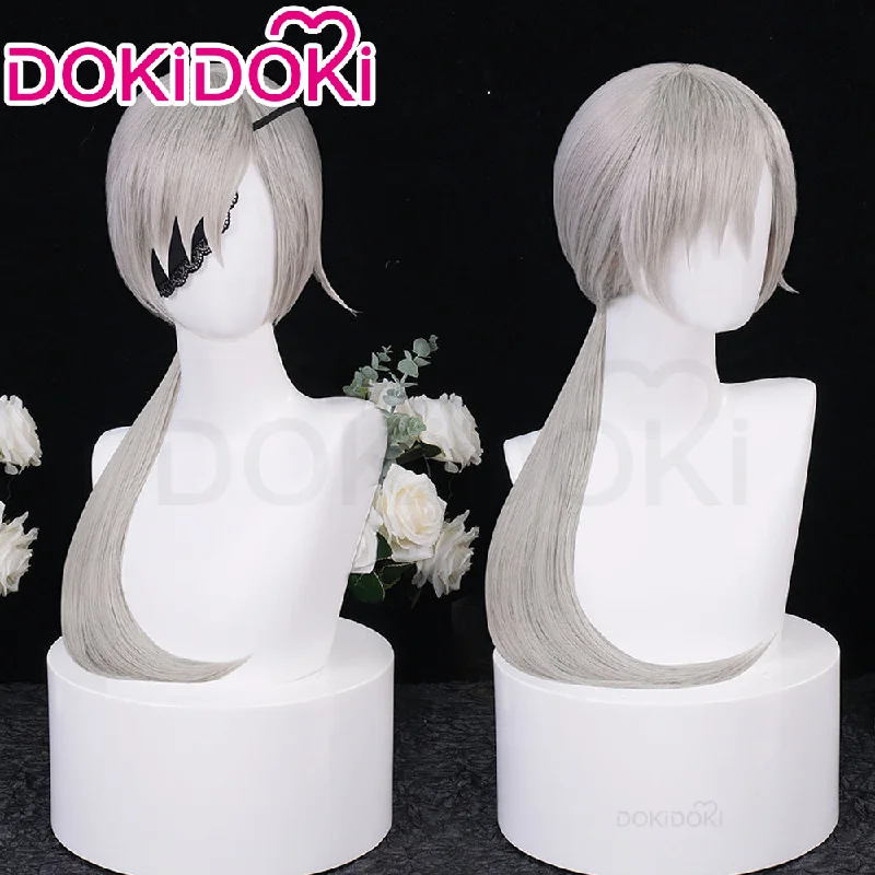 【Ready For Ship】DokiDoki Manga Cosplay Wig Long Straight Grey Hair  Halloween/ Eye Mask