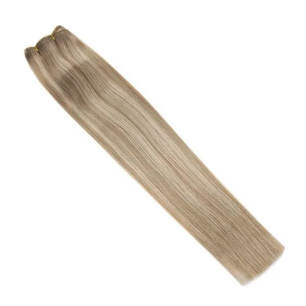 Weft Hair Extensions Highlight Blonde Sew in Double Weft Hair #16/22