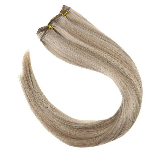 Weft Hair Extensions Highlight Blonde Sew in Double Weft Hair #16/22