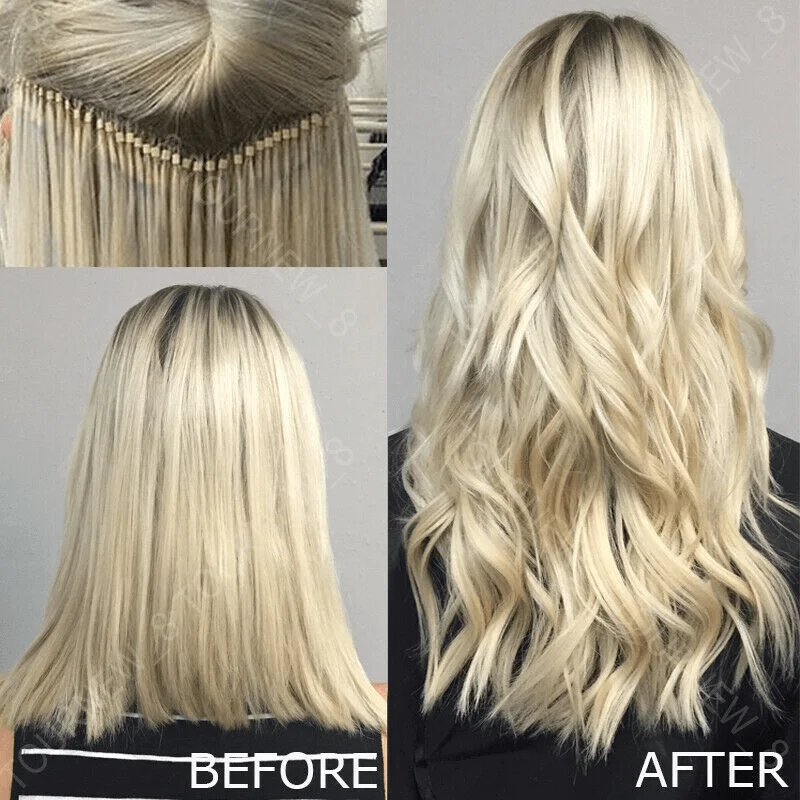 Russian Virgin Human Hair Extensions, 0.7g i-Tip Micro Rings