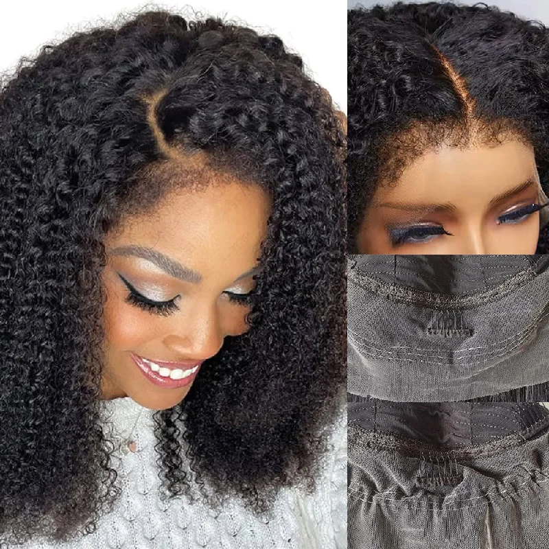 Skin Melt 360 Lace 4C Edge Invisible Adjustable Strap Human Hair Frontal Wig | Kinky Curly