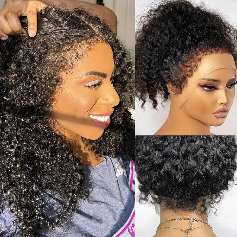 Skin Melt 360 Lace 4C Edge Invisible Adjustable Strap Human Hair Frontal Wig | Kinky Curly