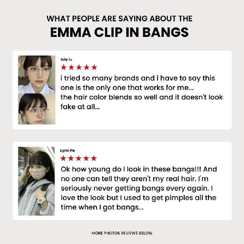 EMMA - Clip in Bangs (Luxury Japanese Fiber or 100% Real Hair)