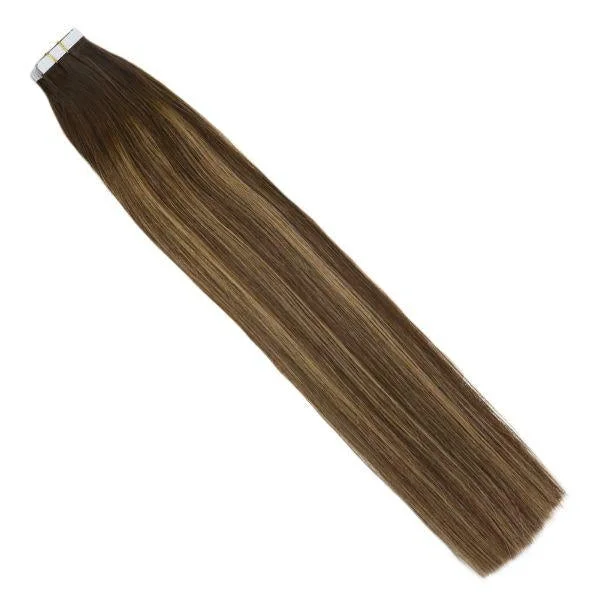 Sunny Hair Tape in Hair Extensions Balayage Brown and Blonde Highlights