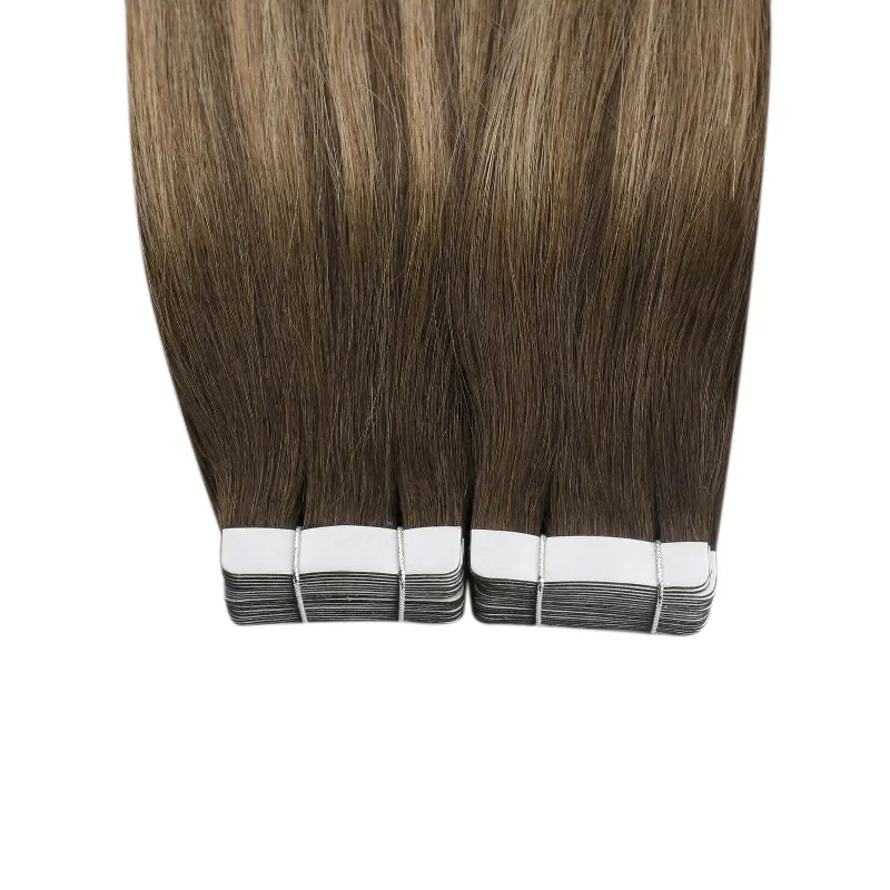 Sunny Hair Tape in Hair Extensions Balayage Brown and Blonde Highlights