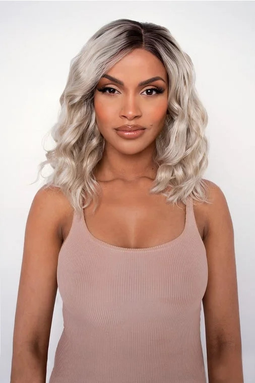 The Khloe - Tousled Ash Blonde Lob Lace Front Wig