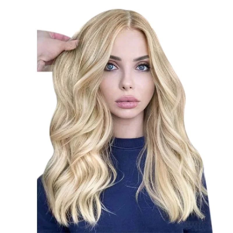 [US Only][Half Price][150% High Density Upgrade] Clip in Medium Hair Toppers Crown and Front Hairline Hairpieces Without Bangs #18/613