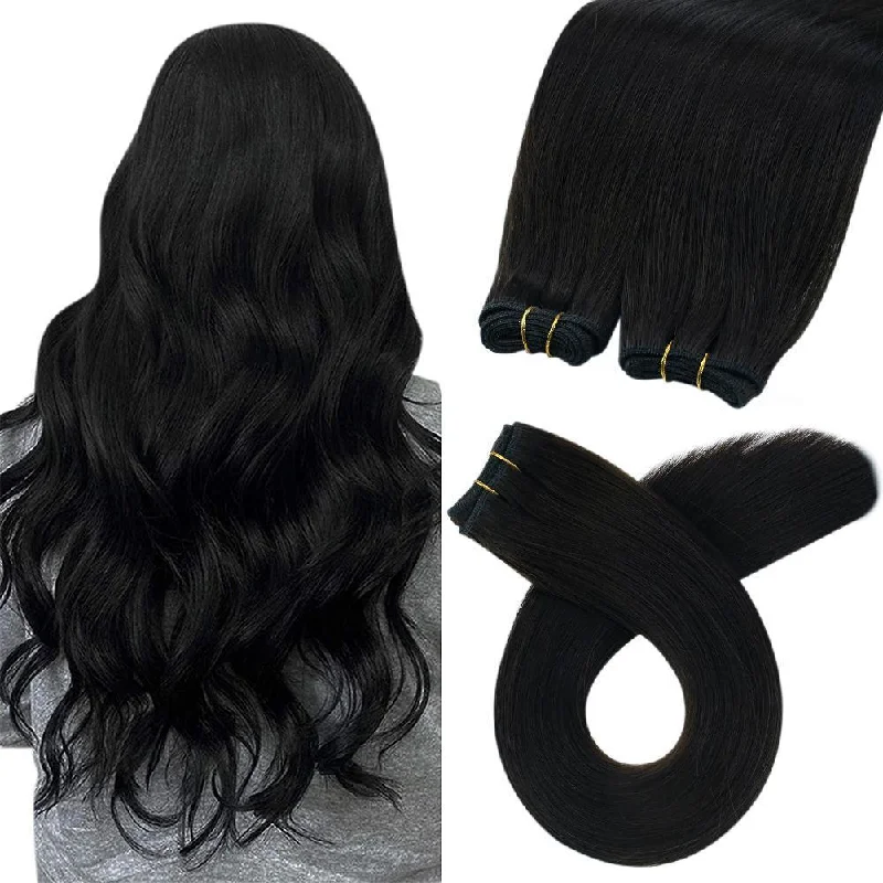 [US Only][Fixed Price $59.99]Sew in Hair Extensions Jet Balck Virgin Hair Weft Bundles Weave Real Human Hair For Women #1