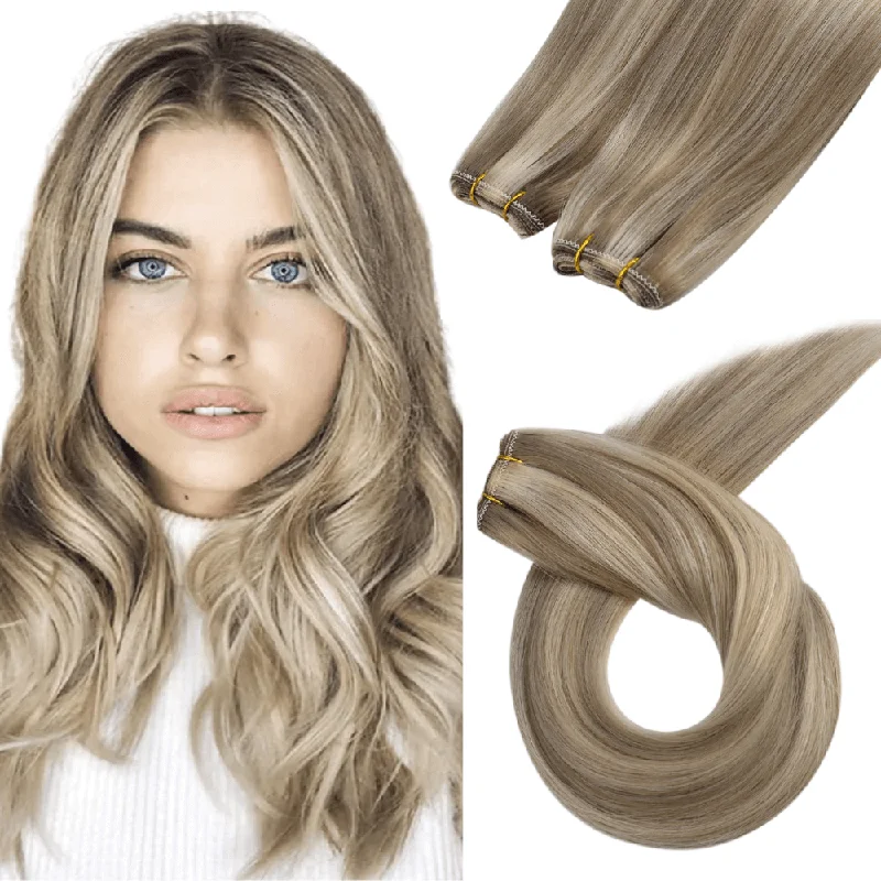 [US Only][Fixed Price $69.99]Sew in Extensions Highlight Brown to Blonde Real Hair Bundles Virgin Human Hair Weft#P8/60