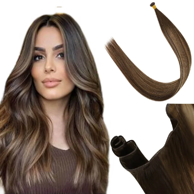 [USA Only] Invisible Genius Weft Hair Extensions Virgin Hair for Thin Hair Brown with Blonde #BM