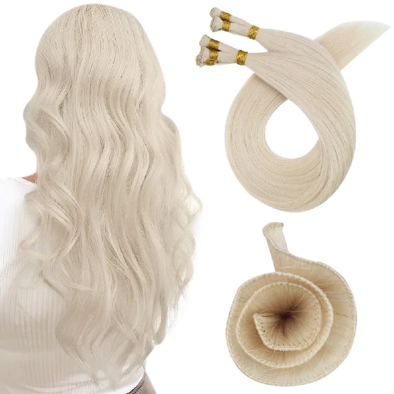 [US]Moresoo Virgin Hand Tied Weft Sew In Weft Brazilian Hair Bundles Blonde(#60)