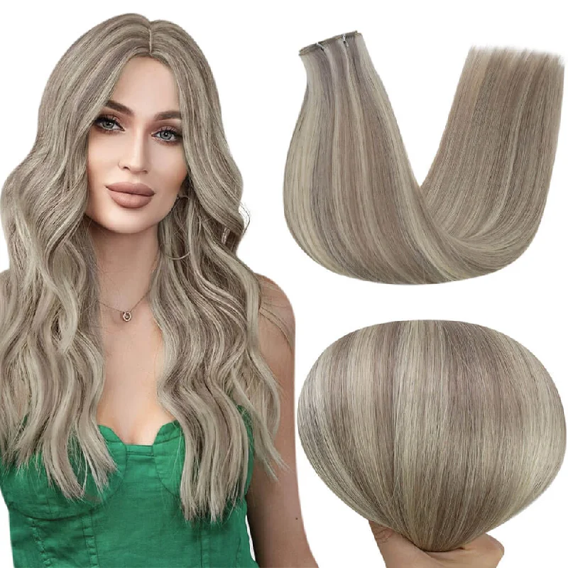 [US]Moresoo Virgin Invisible Genius Weft Highlight Blonde Human Hair Bundles  (#19P60)