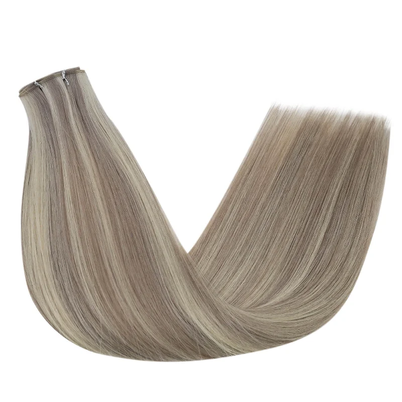 [US]Moresoo Virgin Invisible Genius Weft Highlight Blonde Human Hair Bundles  (#19P60)