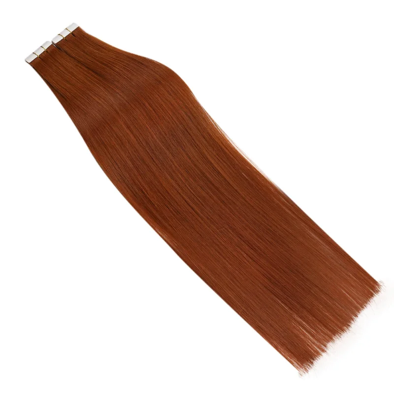 Invisible Seamless Virgin Hair Injection Tape in Human Hair Extensions Copper Red #33