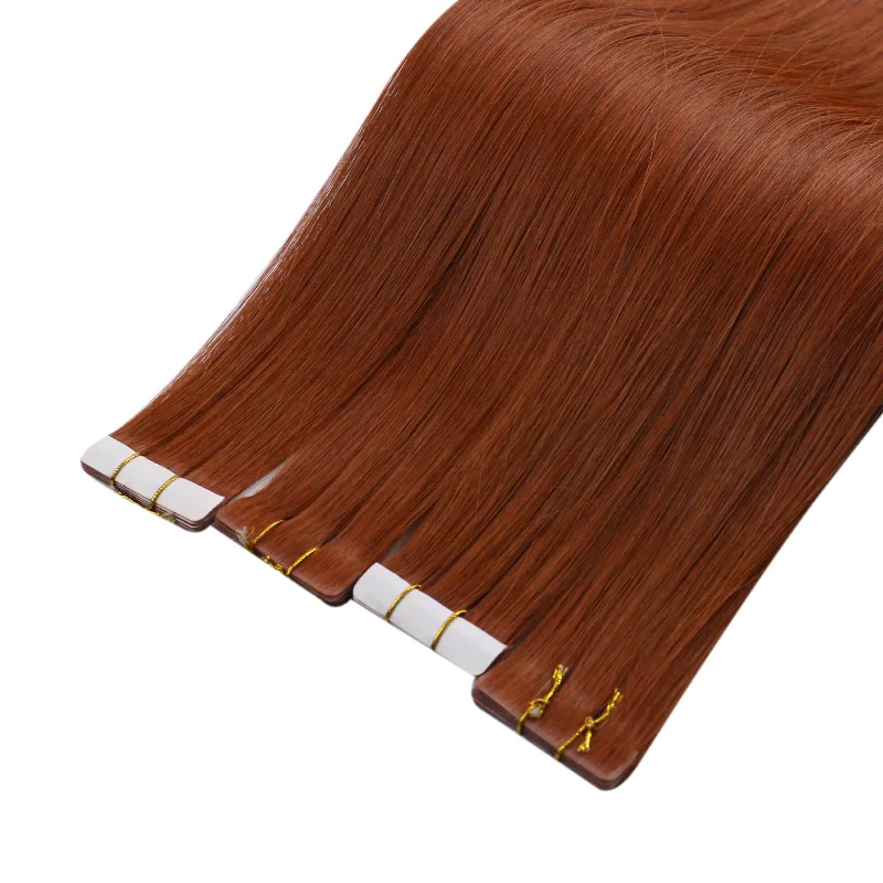 Invisible Seamless Virgin Hair Injection Tape in Human Hair Extensions Copper Red #33