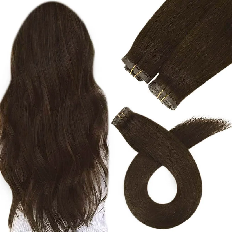 Flat Silk Weft 100% Real Human Virgin Hair Double Weft One Bundle For Women #2