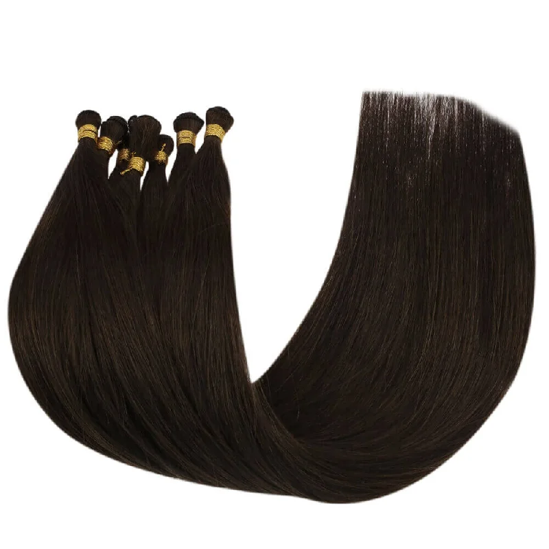 Vivien Virgin+ Hand-tied Real Human Hair Weft Soft Hair Darkest Brown #2