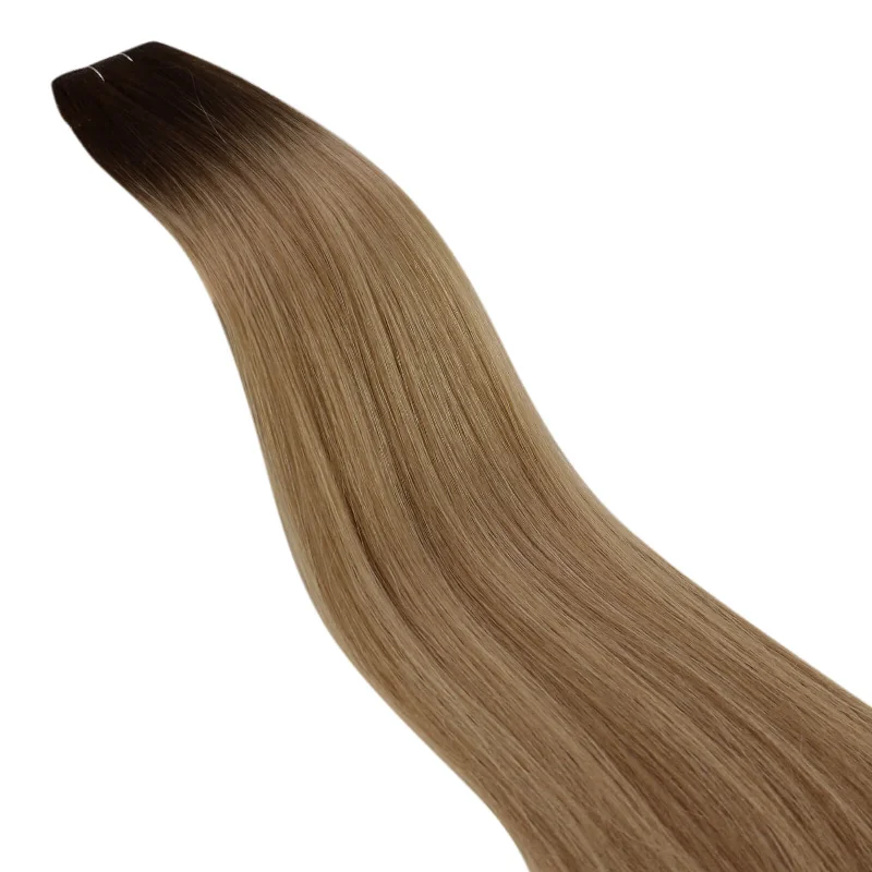 Virgin+ Hand-tied Hair Weft Real Human Hair Weft Extensions Balayage #3/8/22