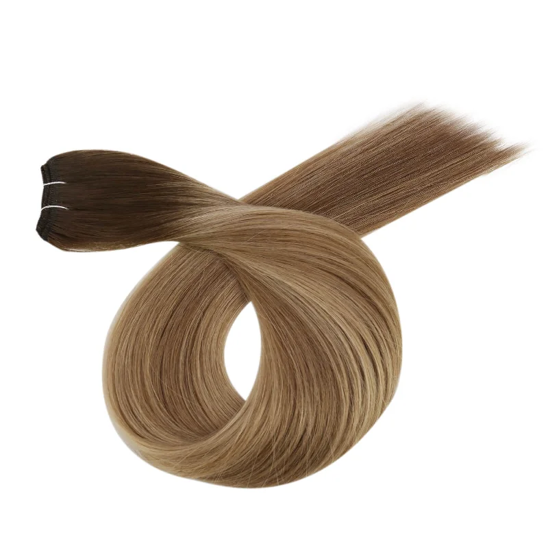 Virgin+ Hand-tied Hair Weft Real Human Hair Weft Extensions Balayage #3/8/22