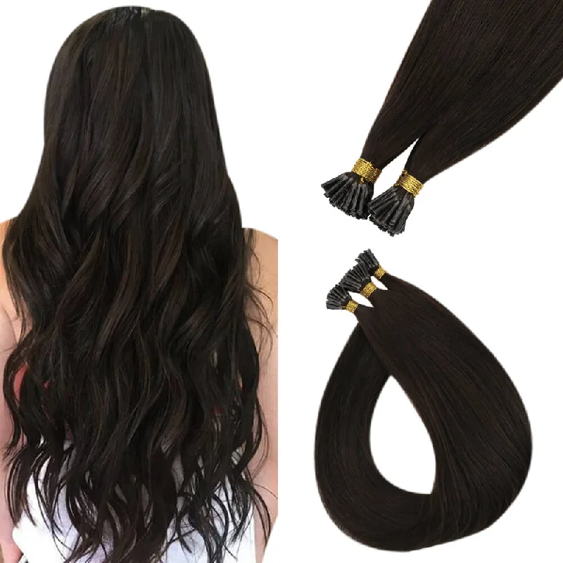 Virgin Kertain I Tip 100% Human Moresoo Virgin Straight Hair Extensions Dark Brown(#2)