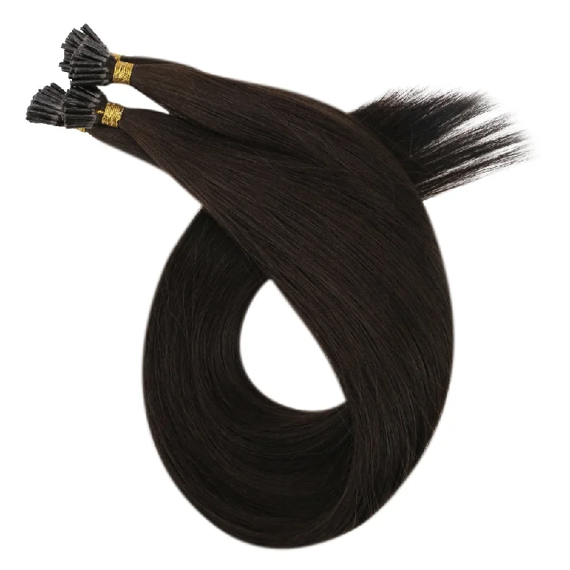 Virgin Kertain I Tip 100% Human Moresoo Virgin Straight Hair Extensions Dark Brown(#2)