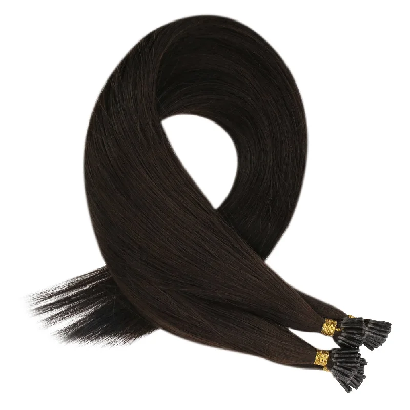 Virgin Kertain I Tip 100% Human Moresoo Virgin Straight Hair Extensions Dark Brown(#2)