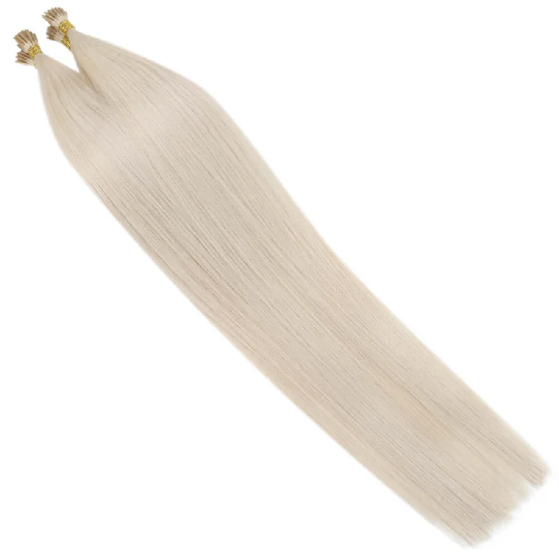 I-Tip Hair Extensions Platinum Blonde Silky Striaght Virgin Hair Extension Keratin Hair #1000