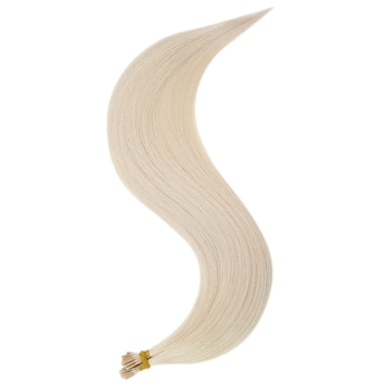 I-Tip Hair Extensions Platinum Blonde Silky Striaght Virgin Hair Extension Keratin Hair #1000