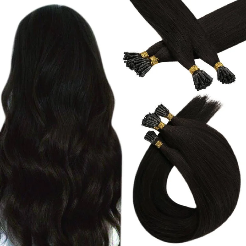 I-Tip Hair Extensions Darkest Brown Silky Straight Real Human Virgin Hair Extension Pre-bonded Hair #2