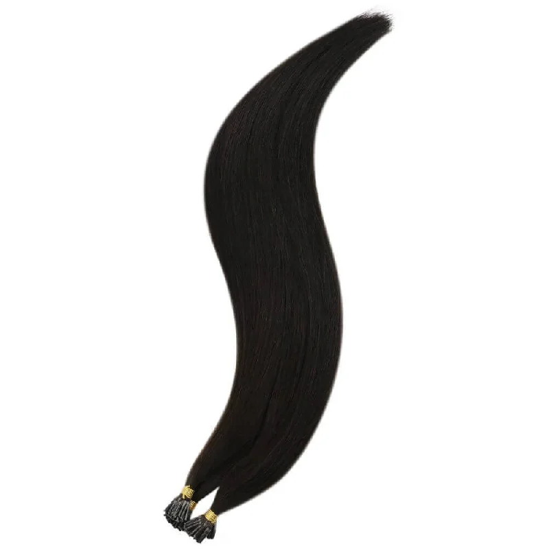 I-Tip Hair Extensions Darkest Brown Silky Straight Real Human Virgin Hair Extension Pre-bonded Hair #2