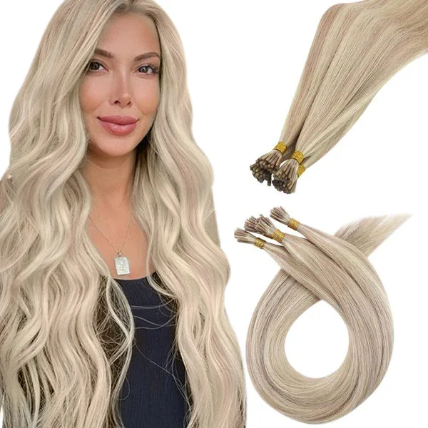 Moresoo Virgin I Tip Hair Extensions Premium Brazilian Straight Hair Highlight(#18P613)