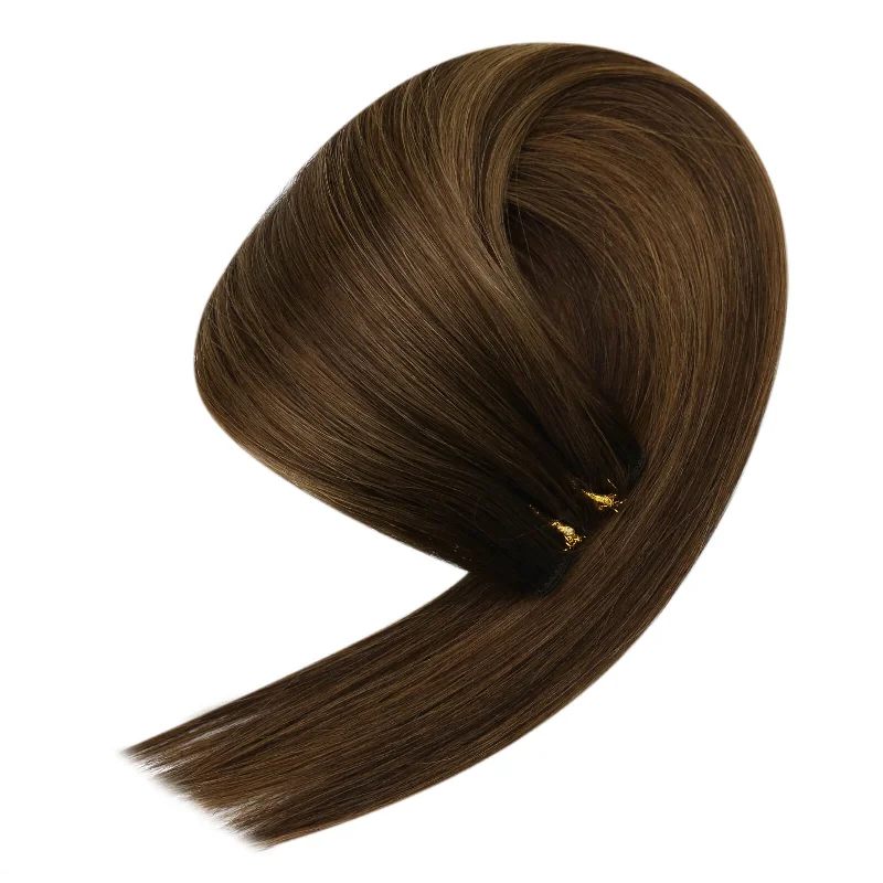 Sunny Hair Virgin Machine Hair Weft Extensions Balayage Dark Brown #DU