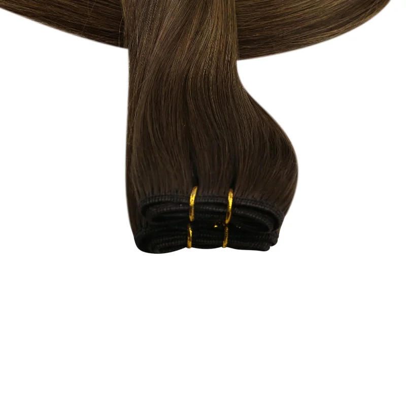 Sew in Hair Extensions Balayage Brown Real Virgin Hair Weft Bundles Weave for Women #DU