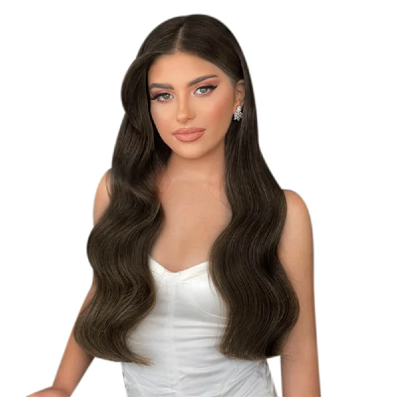 Virgin Medium Base Hair Toppers No Bangs Hair Darkest Brown for Thinning Hair #2