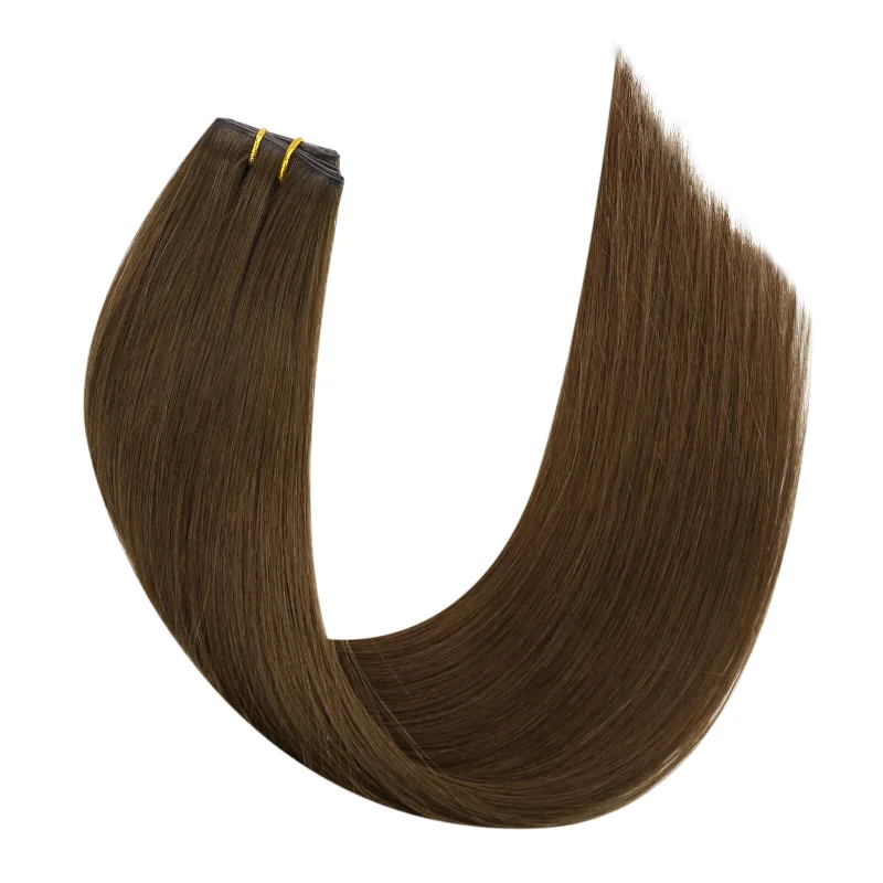 Virgin Weft Hair Extension Invisible Hole PU Flat Weft Brown Hair Weft # 4