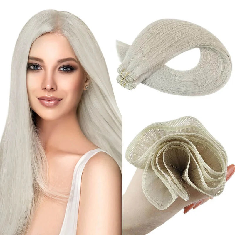 Moresoo Human Bundles Sew In Virgin Pu Weft Seamless Hair White Blonde (#1000)