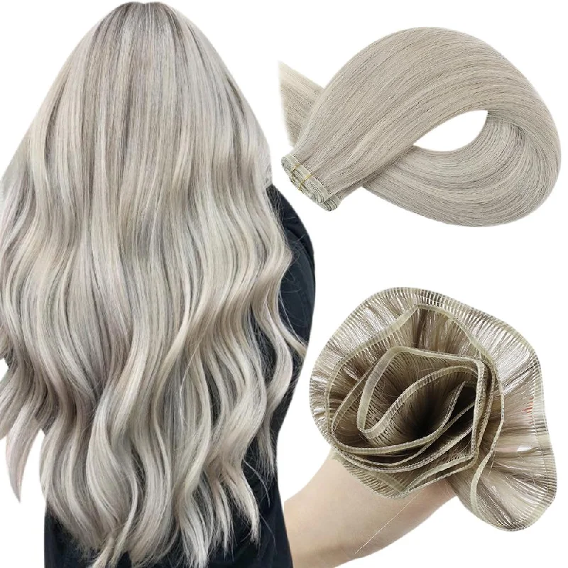 Moresoo Virgin Human Hair Bundles Brazilian Silk Flat Weft Highlight Blonde Extensions(#19A/60)