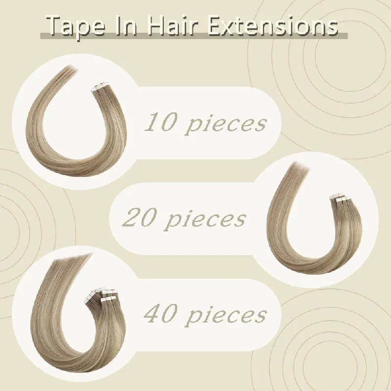 Platinum Blonde Virign Tape in Hair Extensions Skin Weft Glue on Hair #60