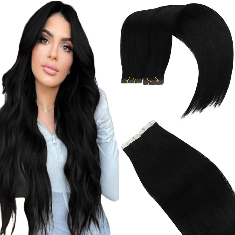 Virgin Hair Tape in Human Hair Extensions Natural Black