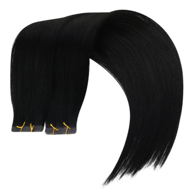 Virgin Hair Tape in Human Hair Extensions Natural Black