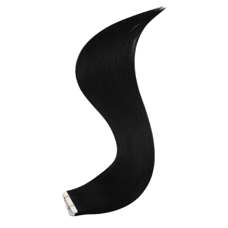 Virgin Hair Tape in Human Hair Extensions Natural Black