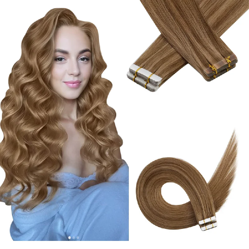 Tape in Hair Extensions Highlight Brown Blonde Real Human Virgin Hair Extensions #P6/10