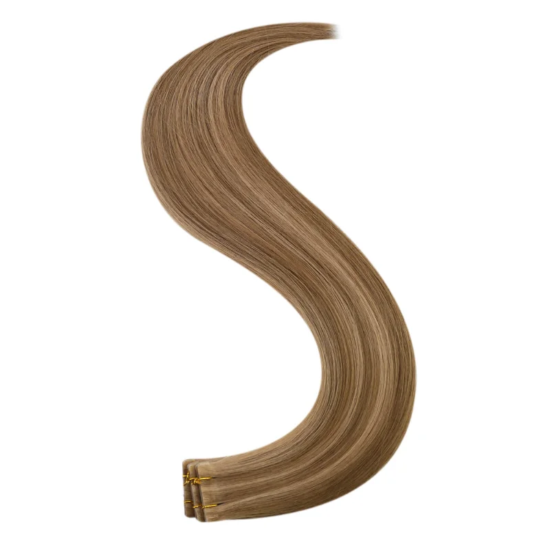 Tape in Hair Extensions Highlight Brown Blonde Real Human Virgin Hair Extensions #P6/10