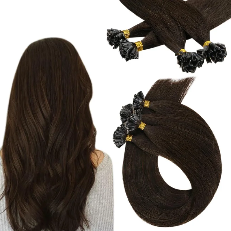 U tip Hair Extensions Chocolate Brown Human Virgin Hair Keratin Hair Nail Tip Hair Extensions #4