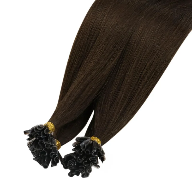 U tip Hair Extensions Chocolate Brown Human Virgin Hair Keratin Hair Nail Tip Hair Extensions #4